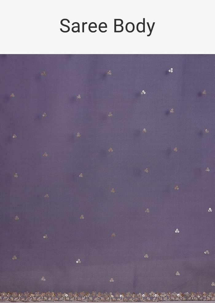 Midnight Blue Glass Tissue Saree With Cutdana And Sequins Scallop Border