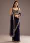 Midnight Blue Organza Tissue Saree With Sequin And Cutdana Embroidery