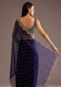 Midnight Blue Organza Tissue Saree With Sequin And Cutdana Embroidery