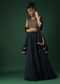 Midnight Blue Skirt And Crop Top Set With Zari And Sequins Embroidered Checks Design
