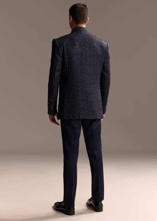 Midnight Blue Jodhpuri Suit For Men With Heavy Hand Embroidery Midnight Blue Jodhpuri Suit For Men With Heavy Hand Embroidery