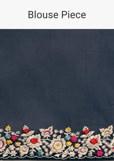 Midnight Blue Saree With Parsi Gara Work