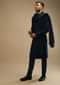 Midnight Blue Sherwani Set In Georgette With Thread And Kundan Embroidered Jaal Design And Matching Dupatta