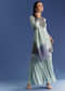 Mint Green Chinon Kurta Set With Beads And Ombre Dupatta