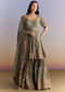 Mint Green Crepe Sharara Suit With Indie Print And Stone Work