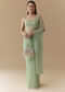 Mint Green Cutwork Embellished Saree with Unstitched Blouse