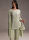 Mint Green Georgette Kurta Set With Beads Work