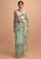 Mint Green Saree In Organza With Thread Embroidery In Floral Pattern Online - Kalki Online