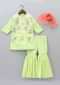 Mint Green Sharara Suit In Muslin Cotton With Zari Embroidered Butti And Patch Net Dupatta Online - Kalki Fashion