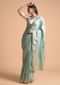 Mint Saree In Faux Silk With Parsi Embroidered Floral Jaal Using Cream Resham Online - Kalki Fashion