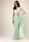 Mint Saree In Organza With Moti And Stones Embroidered Border And Butti Design