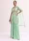 Mint Blue Embroidered Kurta Sharara Set