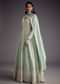 Mint Blue Lucknowi Work Anarkali With Matching Dupatta