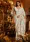 Mint Blue Saree In Muslin With Floral Print And Embroidery In Gotta Patti Work