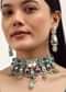 Mint Green And Gold Finish Moissanite Necklace Set With Earrings