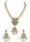 Mint Green And Gold Kundan Short Necklace Set With Stones