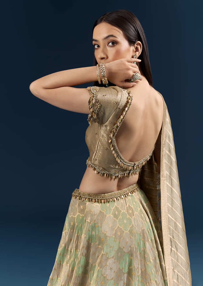 Mint Green Silk Bridesmaid Lehenga With Heavy Embroidery