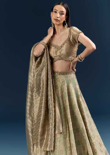 Mint Green Silk Bridesmaid Lehenga With Heavy Embroidery