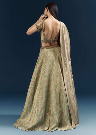 Mint Green Silk Bridesmaid Lehenga With Heavy Embroidery