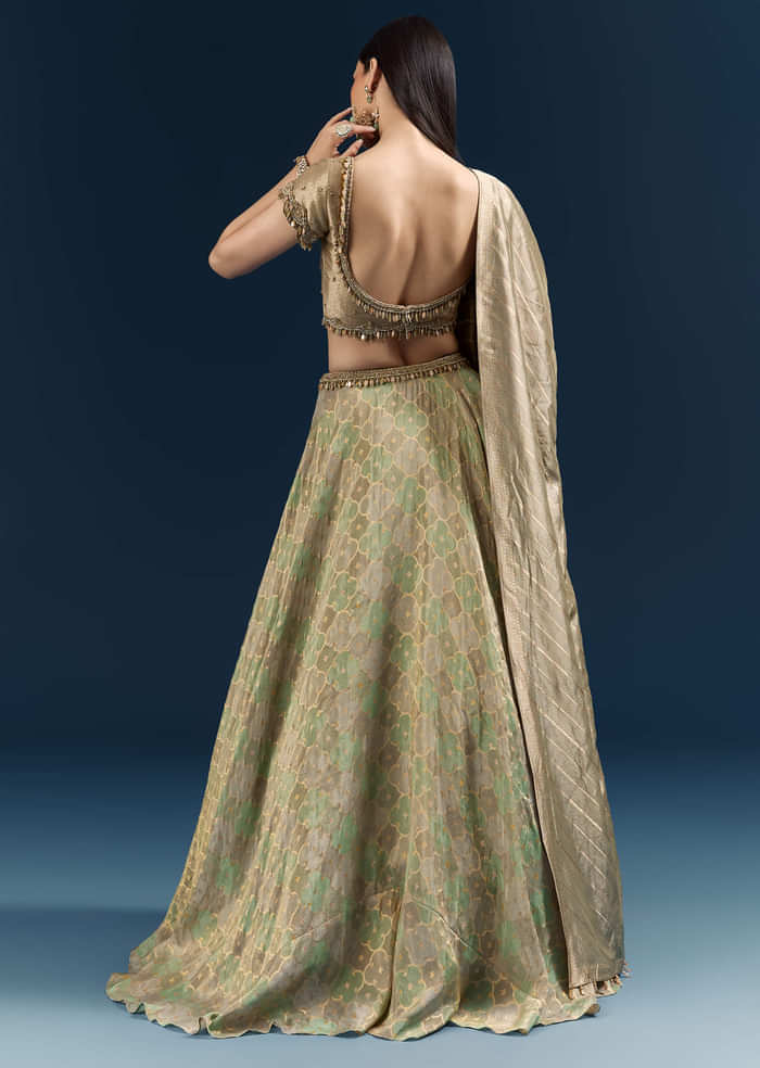 Mint Green Silk Bridesmaid Lehenga With Heavy Embroidery