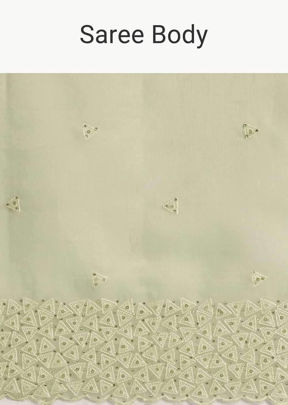 Mint Green Tissue Silk Sequins Saree With Scallop Border