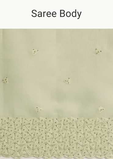 Mint Green Tissue Silk Sequins Saree With Scallop Border