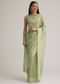 Mint Green Tissue Silk Sequins Saree With Scallop Border