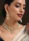 Mint Stone Necklace And Earrings Set With Kundan And Pearl Spikes By Paisley Pop