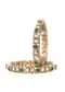 Mixed Metal Handcrafted Antique Gold And Green Bangles In Kundan Polki