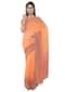 Monarch orange Georgette banarasi saree with coral blouse piece only on Kalki
