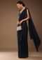 Mood Indigo Blue Ready-Pleated Saree With A Crop Top In Sequins Embroidery Corset Neckline With A Tie-Up Tassel Dori At The Back