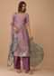 Mauve Purple Embroidered Leheriya Printed Cotton Palazzo Suit With Printed Dupatta