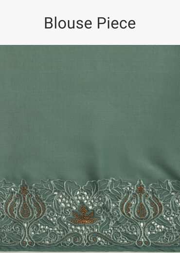 Moss Green Tussar Saree With Unstitched Blouse
