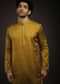 Moss Green Kurta Set In Satin Silk With 3D Printed Buttis