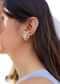 Mother Of Pearl Earrings In Gold Plated With Kundan Fringes