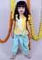 Multi Color Top With Frill Sleeves And Aqua Blue Dhoti Online - Kalki Fashion