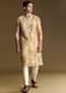 Multi Colored Linen Kurta Set With Floral And Foil Highlights