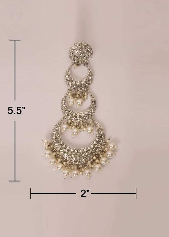 Multi layer chandbali earring with stone and pearls