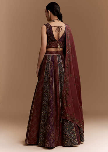 Multi Silk Bridesmaid Lehenga Set with Cutdana Embroidery