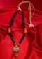 Multi String Black Beaded Necklace With Floral Kundan Pendant Online - Kalki Fashion