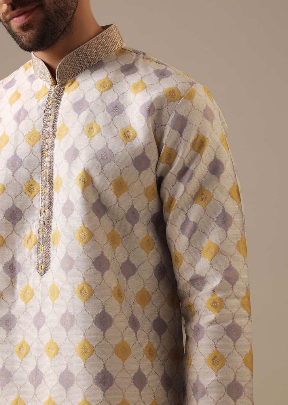 Multi Color Kurta Set in Jacquard