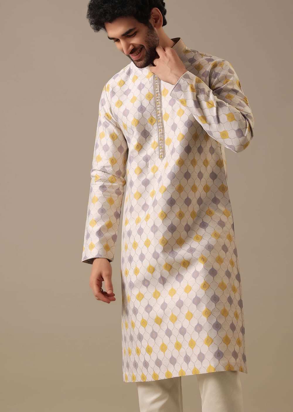 Multi Color Kurta Set in Jacquard