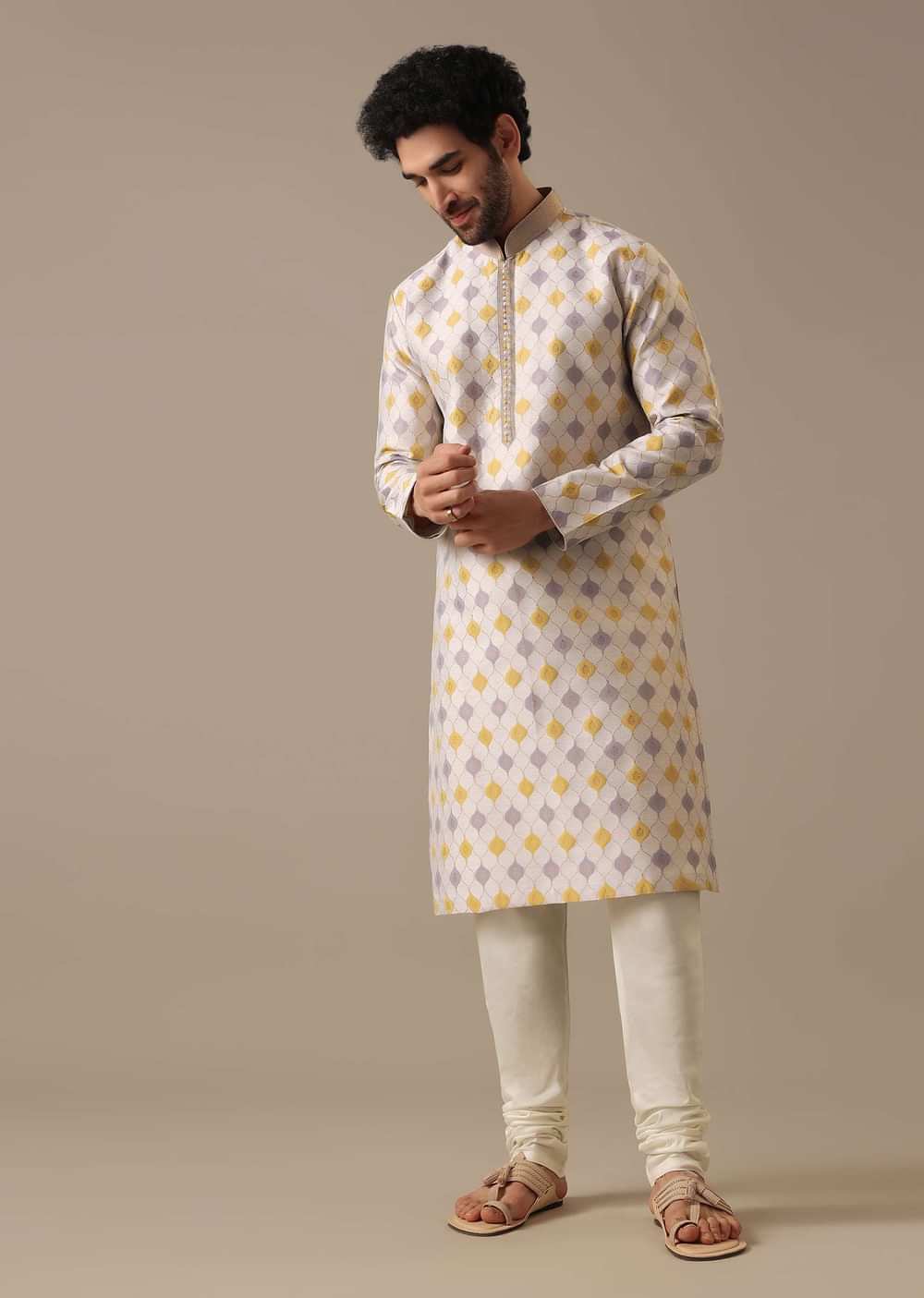 Multi Color Kurta Set in Jacquard
