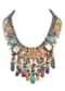 Multi Color Oxidised Kundan Necklace With Bead Drops