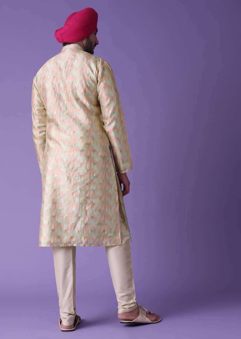 Multi Colored Kurta Set In Silk
