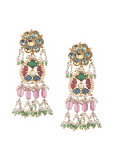 Multi Colour Kundan Short Necklace Set