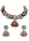 Multi Colour Kundan Short Necklace Set In Mix Metal