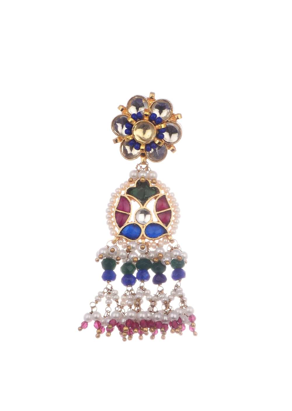 Multi Colour Kundan Short Necklace Set With Stones