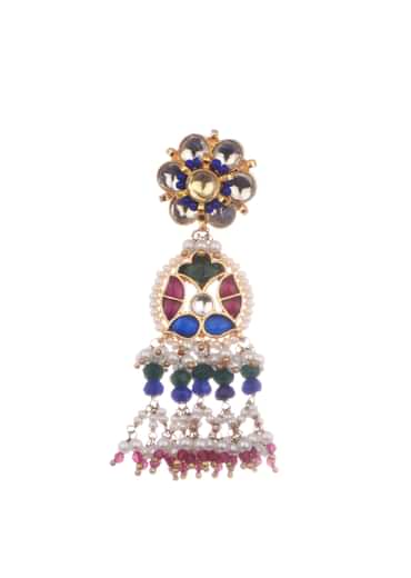 Multi Colour Kundan Short Necklace Set With Stones