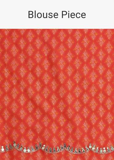 Multi Coloured Printed Muslin Saree With Unstitched Blouse